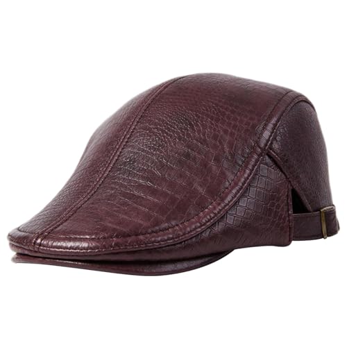 HAPPYPOP Leder Schirmmütze Herren Schiebermütze Driving Cabbie Jagd Flatcap Newsboy Cap Gatsby Herren Hut Barett Schlägermütze Schiebermütze Herren Warm Komfortabel Winter von HAPPYPOP