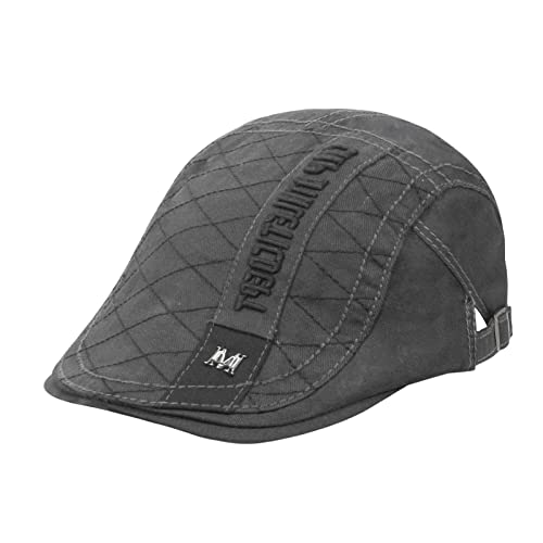 HAPPYPOP Schirmmütze Herren Schiebermütze Schwarz Driving Cabbie Jagd Flatcap Newsboy Cap von HAPPYPOP