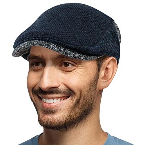 HAPPYPOP Schirmmütze Herren Schiebermütze Schwarz Driving Cabbie Jagd Flatcap Newsboy Cap von HAPPYPOP