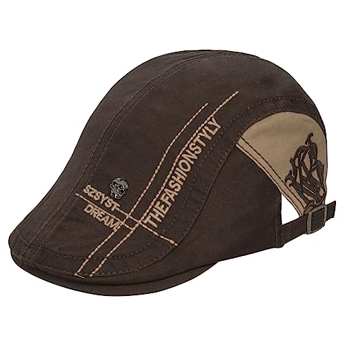 HAPPYPOP Schirmmütze Herren Schiebermütze Schwarz Driving Cabbie Jagd Flatcap Newsboy Cap von HAPPYPOP
