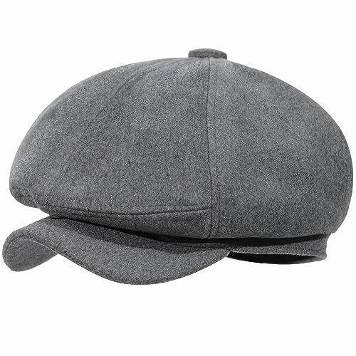 Peaky Stil Schirmmütze Herren, 30% wool Schiebermütze Schwarz Driving Cabbie Jagd Flatcap Newsboy Cap Tellermütze Fischgräten Tweed Retro Schlägermütze Gatsby Baker Boy Schirmmutzen Warm Komfortabel von HAPPYPOP