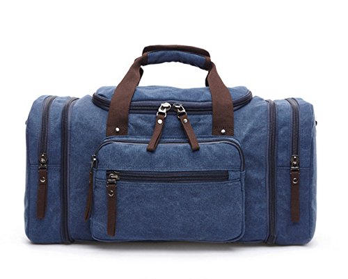 happytimebelt 53,3 cm Leinwand Leder Trim Travel Tote Duffel Handtasche Weekender Größe L dunkelblau happytimebelt 53,3 cm Leinwand Leder Trim Travel Tote Duffel Handtasche Weekender Größe L dunkelblau von HAPPYTIMEBELT