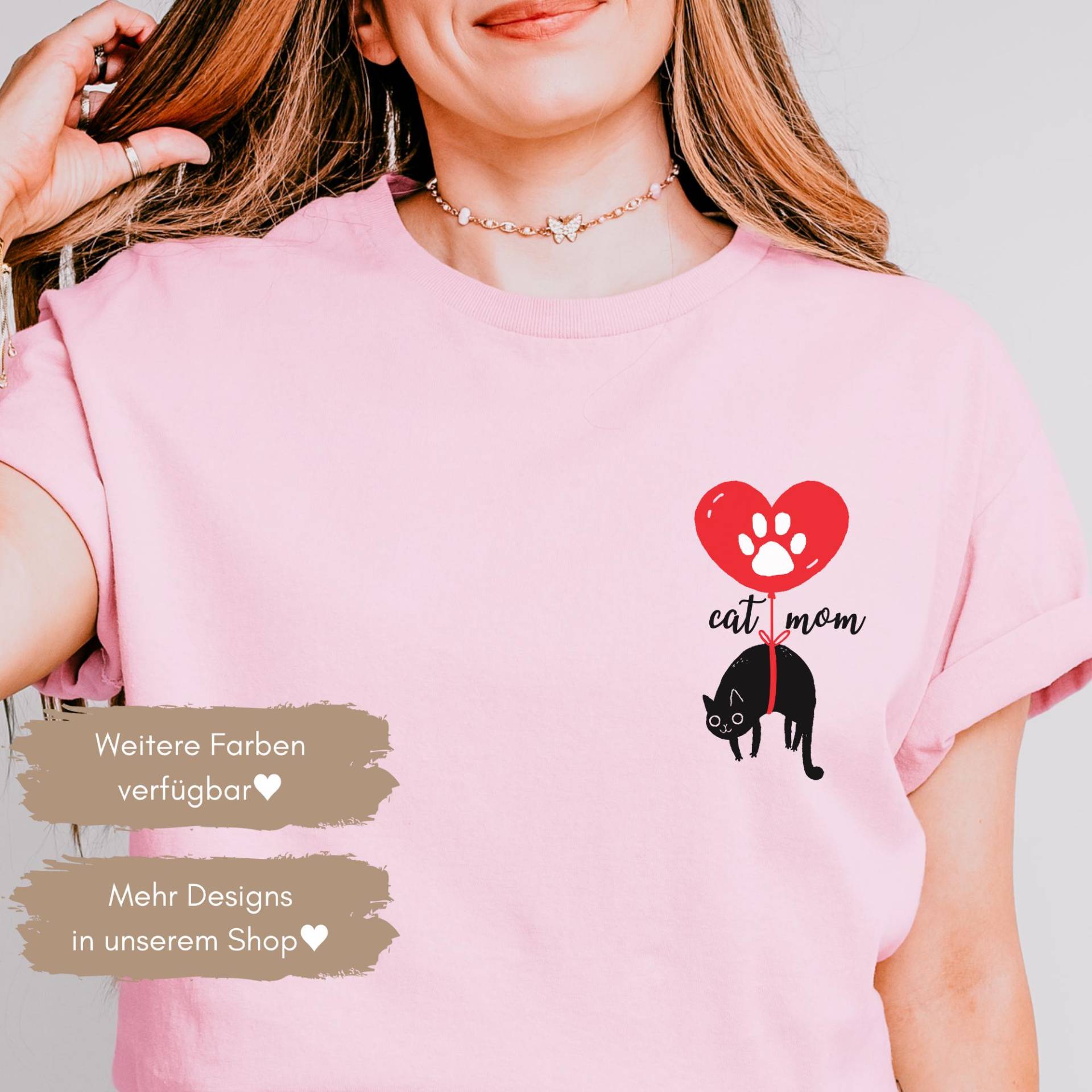 Cat Mom Shirt - T-Shirt Mit Katzenmotiv Auf Der Linken Brust 100% Baumwolle, S-2xl Cat Mom Shirt - T-Shirt Mit Katzenmotiv Auf Der Linken Brust 100% Baumwolle, S-2xl von HAPPYstatements