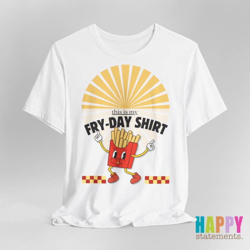 statement T-Shirt - Fry-Day Shirt Lustiges Aus 100% Baumwolle, Weiß, S-2xl Retro Pommes Motiv von HAPPYstatements