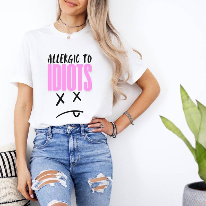 statement Tshirt - Allergic To Idiots Bequemer Look Oversize 100% Baumwolle, S-2xl statement Tshirt - Allergic To Idiots Bequemer Look Oversize 100% Baumwolle, S-2xl von HAPPYstatements