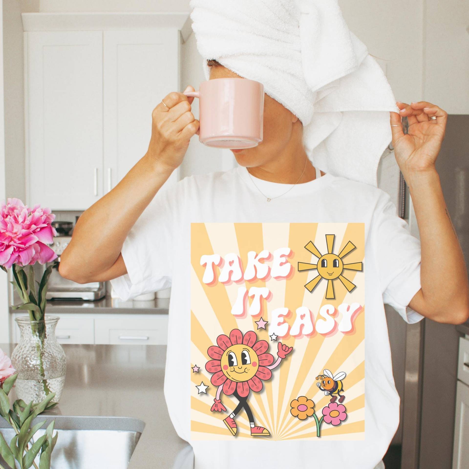 statement Tshirt - Take It Easy Retro Motiv Self Care Love 100% Baumwolle, S-2xl, Auch Oversize statement Tshirt - Take It Easy Retro Motiv Self Care Love 100% Baumwolle, S-2xl, Auch Oversize von HAPPYstatements