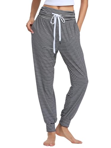 HAPYWER Haremshose Damen Lang für Sport Workout-Yogahose Stoffhose Jogginghose Sommerhose Leicht Strandhose Luftige Lockere Bequem mit Groß Taschen-S-XXL von HAPYWER