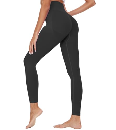 HAPYWER Scrunch Butt Leggings Damen Push up High Waist Sportleggins Bauchweg Kompression Seamless Leggings Blickdicht Booty Lifting Tights Po Gym Sporthose(PhantomSchwarz,M) von HAPYWER