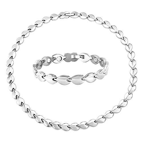 HAQI Magnetische Therapie Armband und Halskette Starker Magnetismus Armband Halskette Magnetschmuck-Set für Frauen Magnet von HAQI