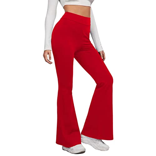 Frauen Lässige Sommer Solide Elastische Hohe Taille Schlank Hosen Yoga Sport Horn Lässige Hose Laufende Sporthose Leggins Rot Kinder Homewear Hosen Damen von HAQUOS