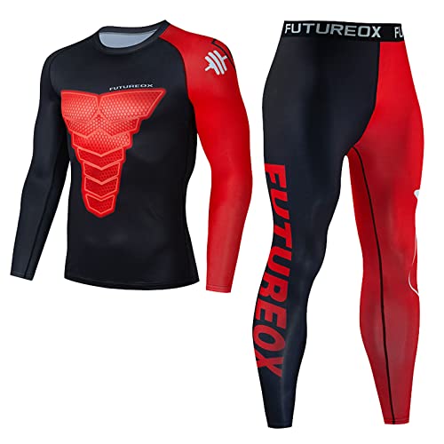 Funktionsunterwäsche Herren - Herren Weich Thermo Unterwäsche Extra warmes Dickes Set Ultraleicht Thermo Unterteile Innenfleece Unterwäsche Sportanzug Fitness 2-teilig Winter Patchwork Set von HAQUOS