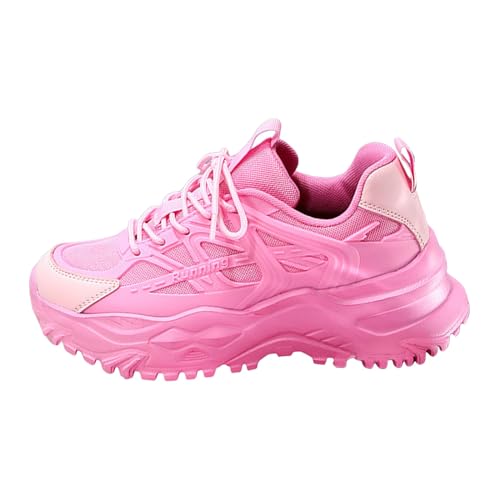 HAQUOS Damen Sportschuhe, Sneaker Damen Schuhe Freizeit Breathable Basquettes Komfort Damenschuhe Bequeme Freizeitschuhe Atmungsaktiv Leichte Walkingschuhe Fashion Shoe (Pink, 37) von HAQUOS