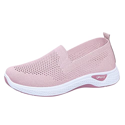 HAQUOS Hatme Orthopädische Wanderschuhe Walking Shoes 2024 Schuhe Damen Turnschuhe Freizeit Mesh Hineinschlüpfen Glänzende Atmungsaktiv Laufschuhe Dotmalls (Pink, 38) von HAQUOS