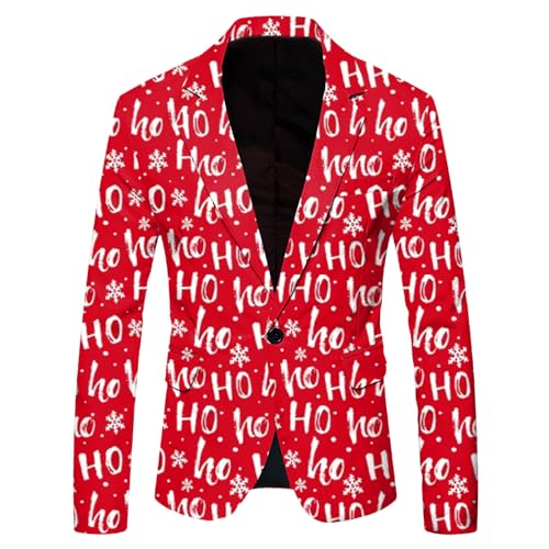 HAQUOS Herren-Anzug mit Weihnachts-Schneeflocke und Weihnachtsmann-Motiv, Taschen-Knopf Herrenmantel Kurzmantel Wintermantel Damen von HAQUOS