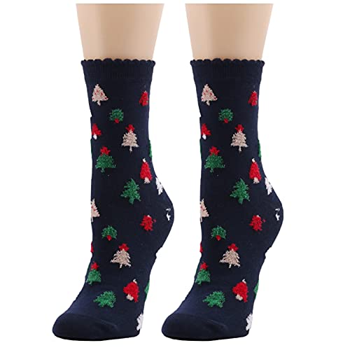 HAQUOS Kuschelsocken Damen - Weihnachtssocken Damen Christma Festlicher Socken Baumwolle Motiv Socken Beheizbare Thermosocken Damen Winter Stricksocken für Frauen Freizeit Bettsocken von HAQUOS