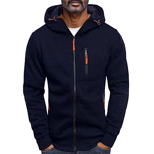 Herren Herbst Winter Top Bluse Slim Casual Solid Soft Top Coat Langarm Kapuzen Sweatshirt Top Jacke Sweatshirts Herren Compatible with Motorrad Sweatshirt Herren O von HAQUOS