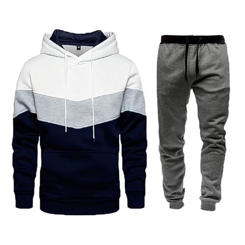 Herren Jogginganzug Trainingsanzug - Atmungsaktiv und Komfortabel Pullover Oberteile Sporthosen Junge Kapuzenpullove Jogginghose Große Größen Elastische Zweiteiler 2 Stück Anzug von HAQUOS