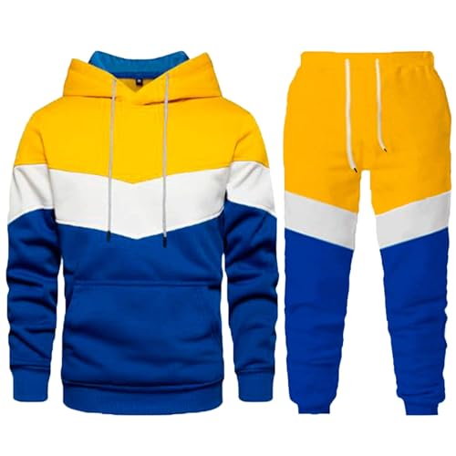 Jogginganzug Herren Set - Lässig Oberteile und Sporthosen Hoodies Y2K für Herren Junge Kapuzenpullove Jogginghose Mode Trainingsanzüge Party Tops Und Pants Kuschelig Set Herren von HAQUOS