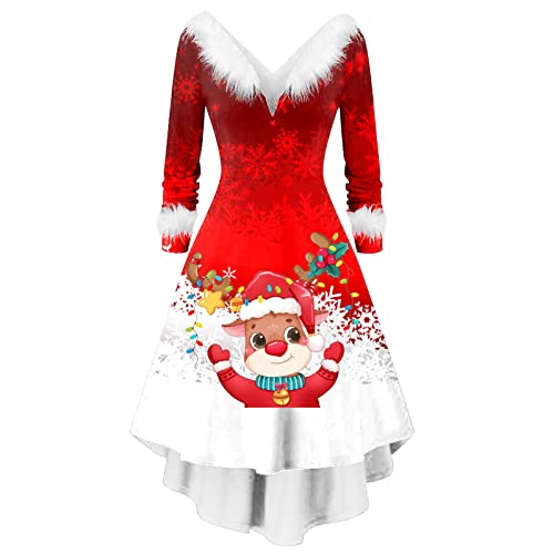 Kleider Für Frauen Weihnachten - Retro Abendkleid Damen Top Elegant Cocktaikleider Adventskalender Elfen Kostüm Weihnachtspullover Pulli Weihnachtskleid Damen Sexy Rollenspiel Outfits von HAQUOS