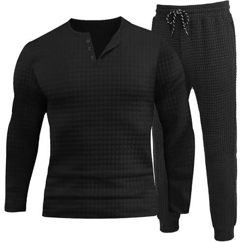 Thermounterwäsche für Herren - Herren Weich Thermo Unterwäsche Kompressionsanzug Herren Set Beheiztes Unterwäsche Set Thermooberteil & Thermounterhosen Zuhause Freizeit Winter Patchwork Set von HAQUOS