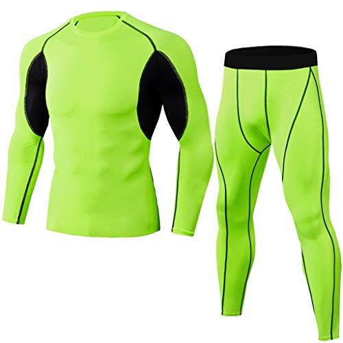 Thermounterwäsche für Herren - Männer Winter Warm Funktionswäsche Herren Flexibel Ultraleicht Thermo Unterteile Thermooberteil & Thermounterhosen Sportanzug Fitness 2-teilig Winter Patchwork Set von HAQUOS