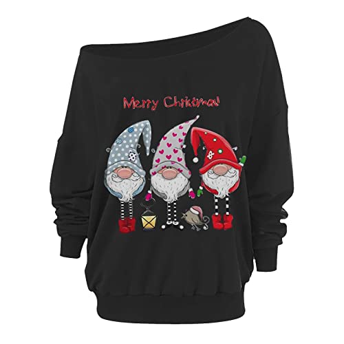 Tshirt Damen Weihnachtspullover - Lustig Rudolph Rentier Elfe Shirt Xmas Bedruckte Frauen Merry Christmas Sweater Shirt Damen 3/4 Arm Elegant Slim Fit Weihnachtsbluse Mode Fließend Tops Oberteil von HAQUOS