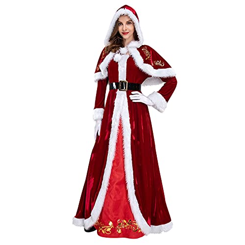 Weihnachtskleid Damen - Vintage Weihnachtskleid für Damen Festival Pulloverkleid Adventskalender Elfen Kostüm Etuikleid Damen Kleid Festlich Festival Dresses Rot Weihnachtsfrau Midi Kleid von HAQUOS