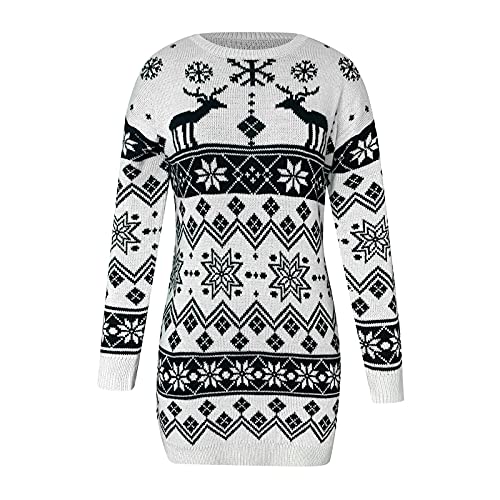 Weihnachtspullover Damen Led - Druck Baumwolle Weihnachtspulli Temperament Pullover Damen Cartoon Drucken Oberteil Sweater Weihnachtsdruck Langarm Weihnachten Pullover Sport Oberteil Sweatshirts von HAQUOS