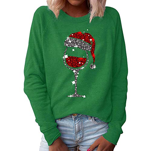 weihnachtsshirt Damen - Lustig Rudolph Rentier Elfe Shirt Langarmshirt Lose Bluse Tops Langarm Pullover Große Größe Shirt Damen 3/4 Arm Elegant Slim Fit Weihnachtsbluse Weihnachtspulli Basic Shirt von HAQUOS