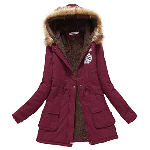 winterjacke damen warm gefüttert - Gemütlich Wintermantel Plüschjacke Top Frauen Komfort Fellmantel mit Kapuze Damen Herbst Teddyjacke Retro Coat KöRperwäRmer Jackenmantel ÜBergrößE Windjacke von HAQUOS