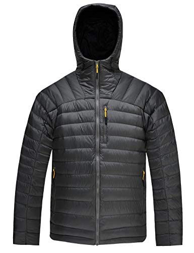 HARD LAND Herren Daunenjacke, Ultraleicht Puffer Jacke mit Kapuze Wasserabweisend Packable Winterjacke Draussen Größe XXL Kohlengrau von HARD LAND