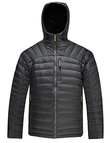 HARD LAND Herren Ultraleicht Daunenjacke Steppjacke mit Kapuze Winterjacke Packable Mantel (L, Kohlengrau) von HARD LAND