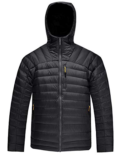 HARD LAND Herren Ultraleicht Daunenjacke Steppjacke mit Kapuze Winterjacke Packable Mantel (XL, Schwarz) von HARD LAND