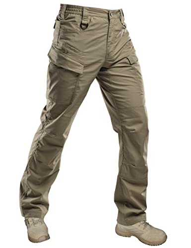 HARD LAND Männer Arbeitshosen wasserdichte Taktische Cargo Hosen Ripstop Leichte Mit Elastischer Taille Im Freien Größe 36W/30L Khaki von HARD LAND