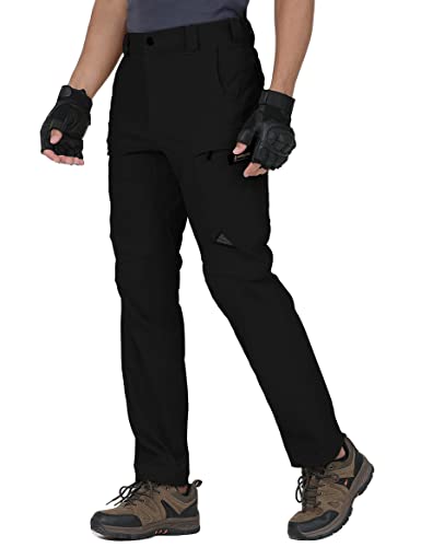 Herren Taktische Hose Ripstop Wasserabweisend Cargohose Leichte Wandern Arbeitshose mit Reflektorstreifen, Schwarz , 36 W / 32 L von HARD LAND
