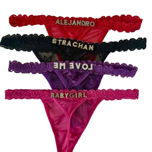 HARE Personalisierter String Tanga – Damen Unterwäsche mit Wunschname, handgenähte Buchstaben aus goldenen oder silbernen Strasssteinen – Geschenk für Sie & Ihn – Handgemachte Dessous HARE Personalisierter String Tanga – Damen Unterwäsche mit Wunschname, handgenähte Buchstaben aus goldenen oder silbernen Strasssteinen – Geschenk für Sie & Ihn – Handgemachte Dessous von HARE