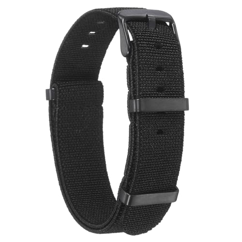 HARFINGTON Elastisches Nylon-Uhrenarmband, einteilig, französisches Uhrenarmband, wasserdicht, Ersatzarmband mit Schnalle für Herren, Schwarz, 20mm von HARFINGTON