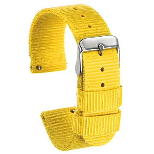 HARFINGTON Gelbes Nylon-Uhrenarmband, 22 mm breit, strapazierfähiges Nylon-Armband für Herren, universelles Ersatz-Armband aus Segeltuch von HARFINGTON