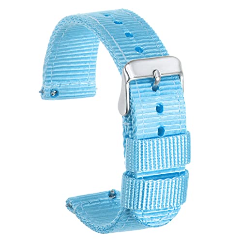 HARFINGTON Hellblaues Nylon-Uhrenarmband, 22 mm breit, strapazierfähiges Nylon-Armband für Herren, universelles Ersatz-Armband aus Segeltuch von HARFINGTON