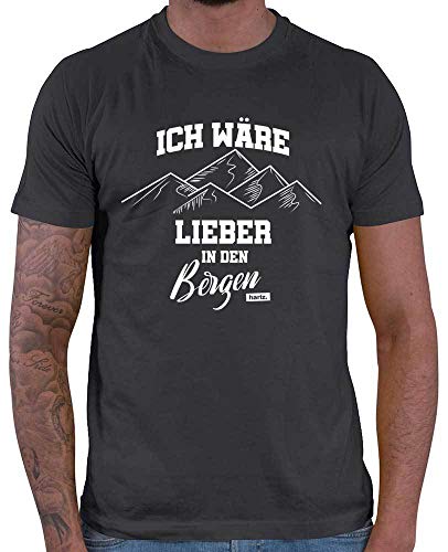 HARIZ - Berge Shirt - Ich Wäre Lieber In Den Bergen - Geschenke zum wandern - Herren T-Shirt und Männer Tshirt Dunkel Grau M von HARIZ