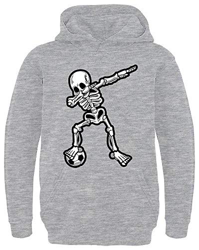 HARIZ - Dabbing - Dab Skelett Fussball - Fussball Geschenke - Kinder Hoodie Jungen - Hell Grau 128 von HARIZ