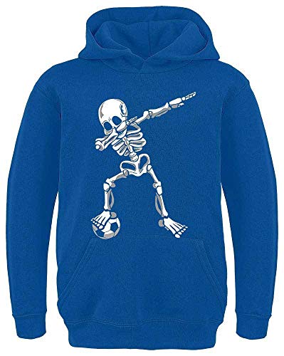 HARIZ - Dabbing - Dab Skelett Fussball - Geschenk Junge - Kinder Hoodie Jungen - Royal Blau 152 von HARIZ