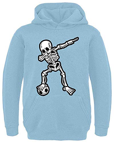 HARIZ - Dabbing - Dab Skelett Fussball - Geschenke für Jugendliche - Kinder Hoodie Jungen - Himmel Blau 116 von HARIZ