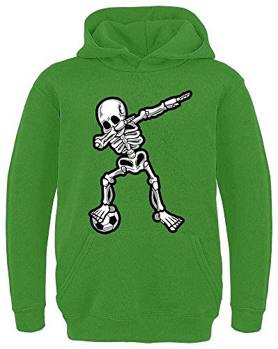 HARIZ - Dabbing - Dab Skelett Fussball - Kapuzenpullover für Jungen - Kinder Hoodie Jungen - Limette Grün 116 von HARIZ