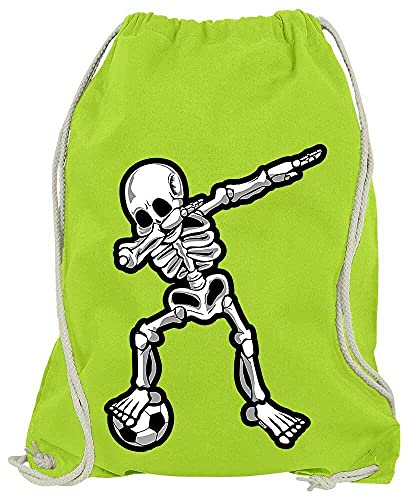 HARIZ - Dabbing - Dab Skelett Fussball - Turnbeutel Jungen Sportbeutel Junge - Adventskalender Jungen 12 Jahre – Limette Grün One Size von HARIZ