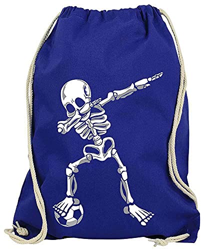 HARIZ - Dabbing - Dab Skelett Fussball - Turnbeutel Jungen Sportbeutel Junge - Fussball Deko Geburtstag - Royal Blau One Size von HARIZ