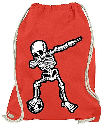 HARIZ - Dabbing - Dab Skelett Fussball - Turnbeutel Jungen Sportbeutel Junge - Junge 10 Jahre Geschenkideen - Rot One Size von HARIZ