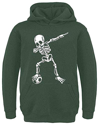 HARIZ - Dabbing - Dab Skelett Fussball - fußball Geschenke für Jungs - Kinder Hoodie Jungen - Dunkel Grün 128 von HARIZ