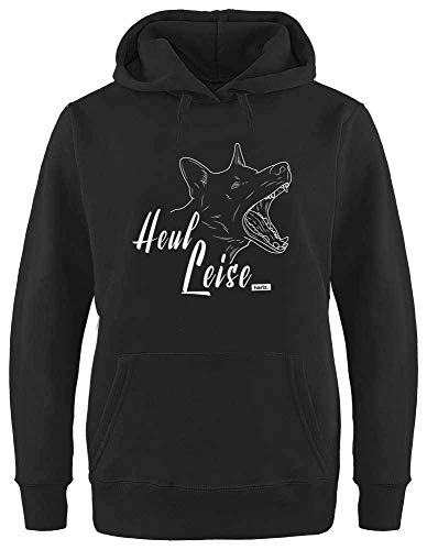 HARIZ Damen Hoodie Heul Leise Malinois Hund Frauchen Plus Geschenkkarten Schwarz M von HARIZ