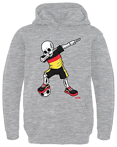 HARIZ Deutschland Hoodie Kinder Trikot Fussball Dab Skelett Fanartikel Geschenkideen Fussball Hoodie Hell Grau 152 von HARIZ